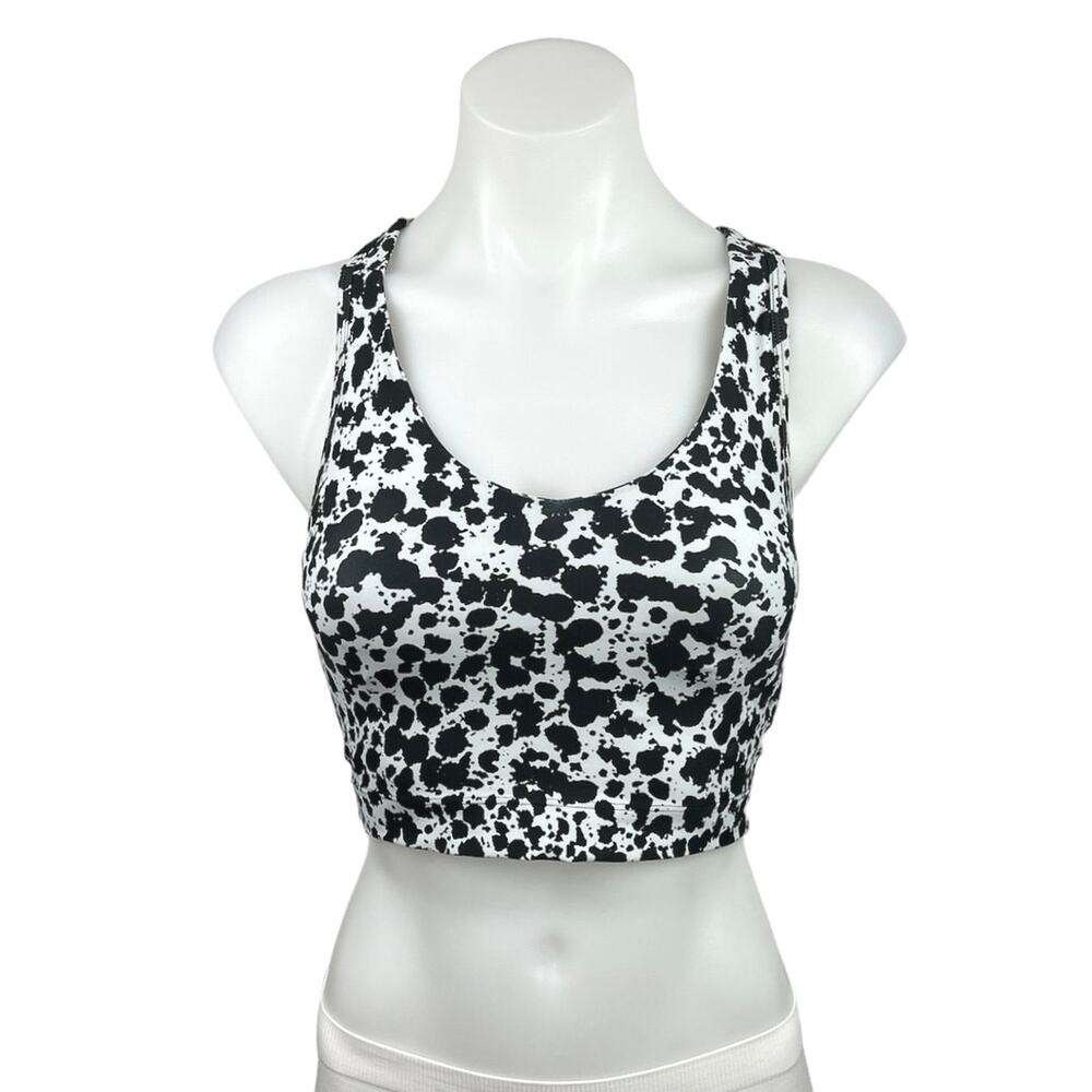 Sage Multicolor Animal Cow Print Racerback Activewear Sports Bra Crop Top XS